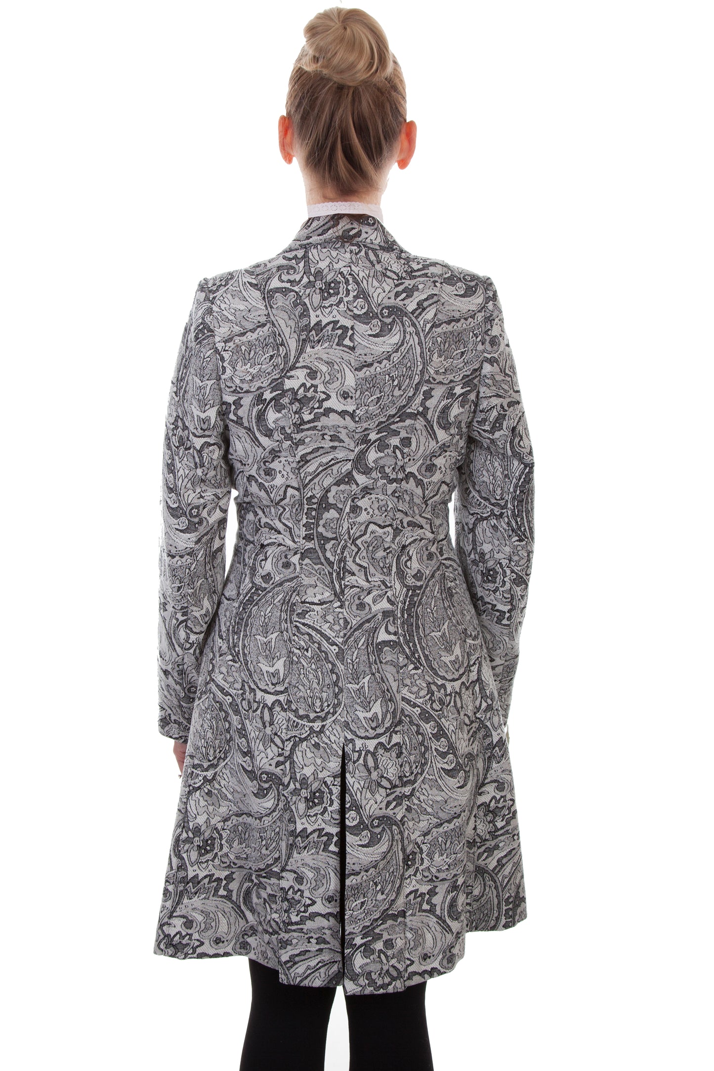 Scully Western Women's Chenille Button Frock Black Coat in Black-White