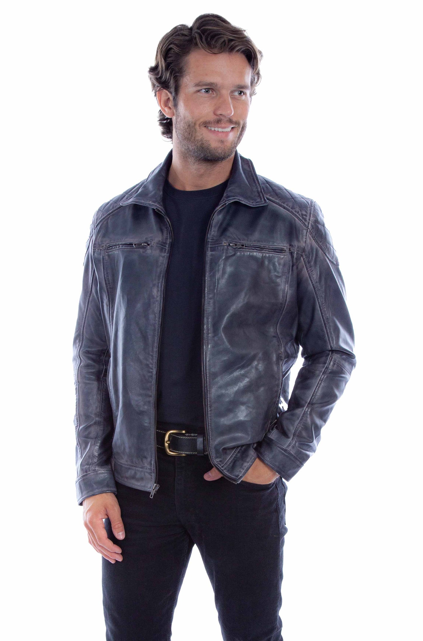 Scully Western Men's Zip Front Weaved Lined Gray Jacket in Grey