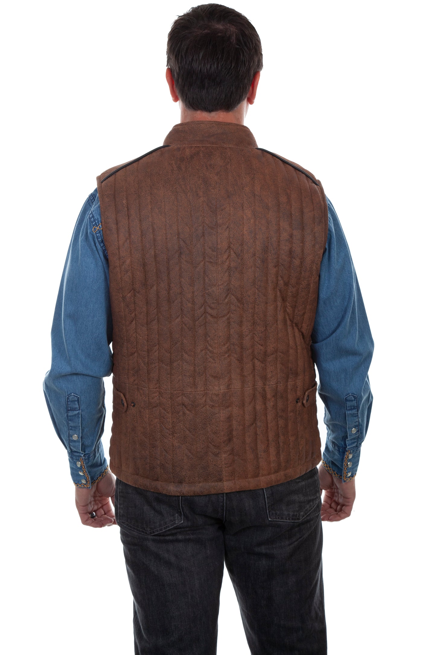 Scully Men's Two Tone Leather Vest in Brown