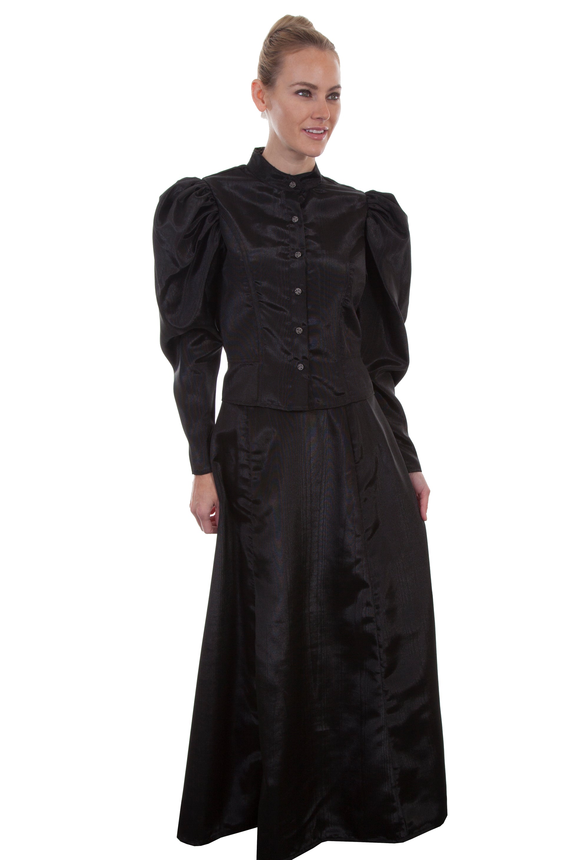 Scully Women's Moire Tie Back Blouse in Black
