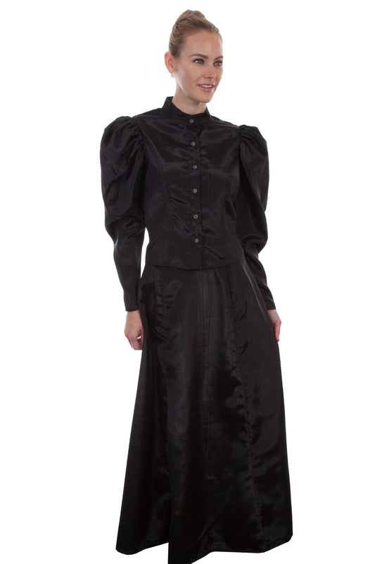 Scully Women's Moire Tie Back Blouse in Black