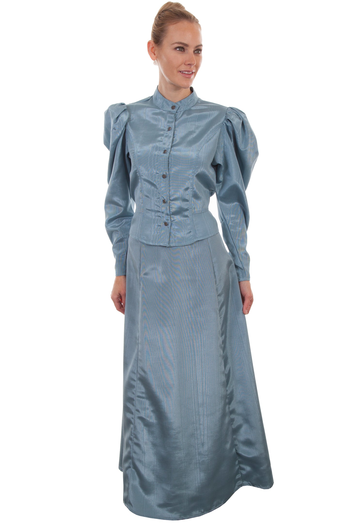 Scully Women's Moire Tie Back Blouse in Blue