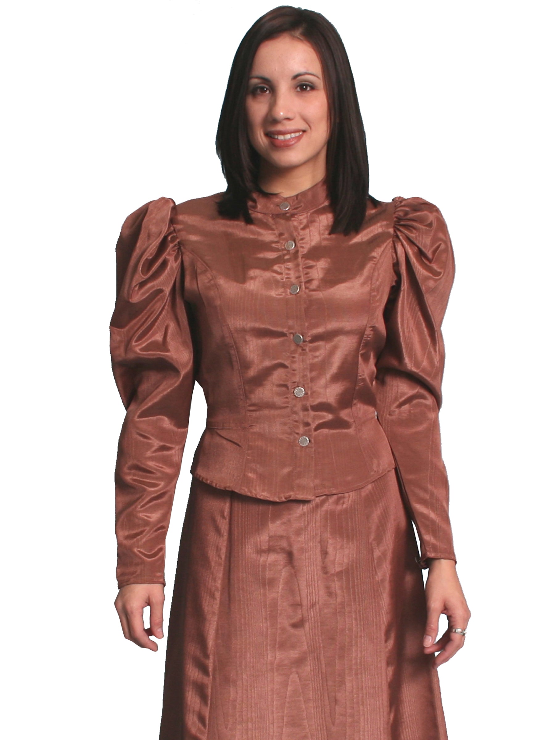 Scully Women's Moire Tie Back Blouse in Chocolate