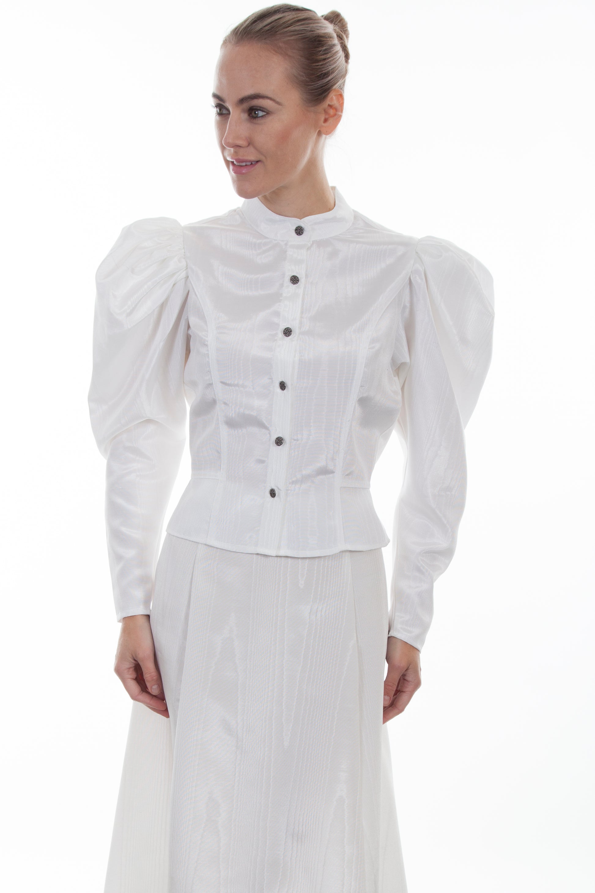 Scully Women's Moire Tie Back Blouse in Natural