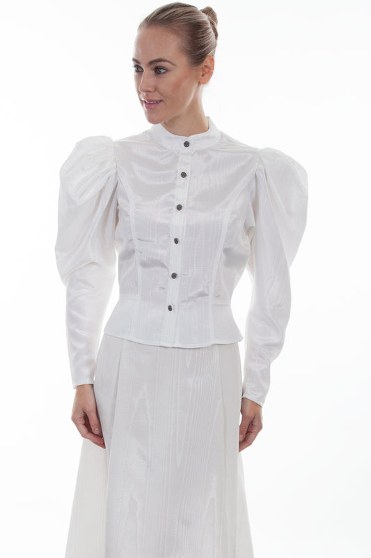 Scully Women's Moire Tie Back Blouse in Natural