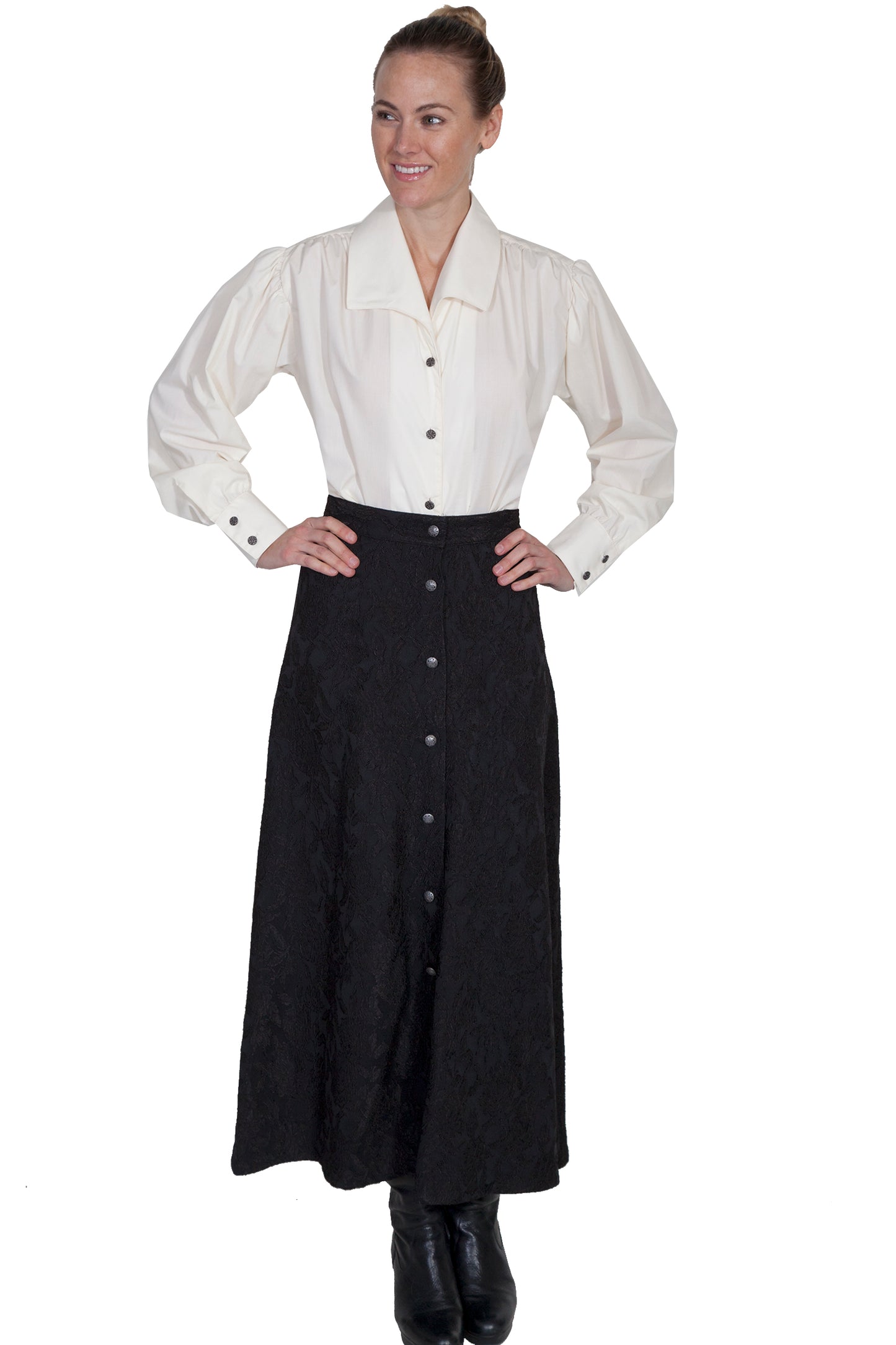 Scully Women's Button Front Skirt in Black