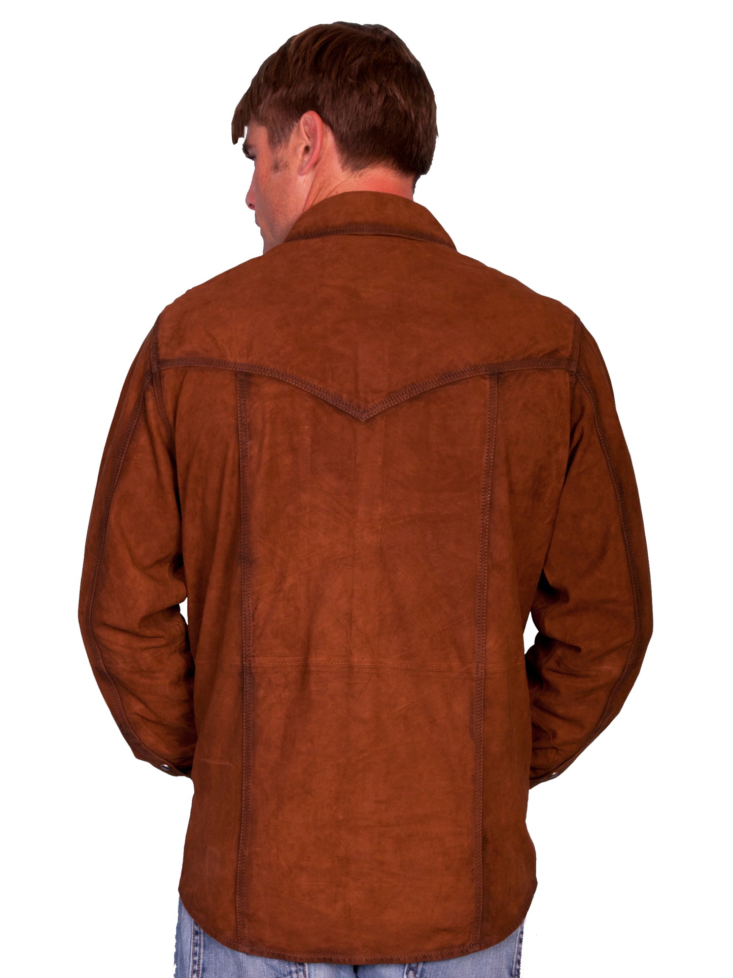 Scully Men's Western Suide Pearl Snap Shirt in Brown