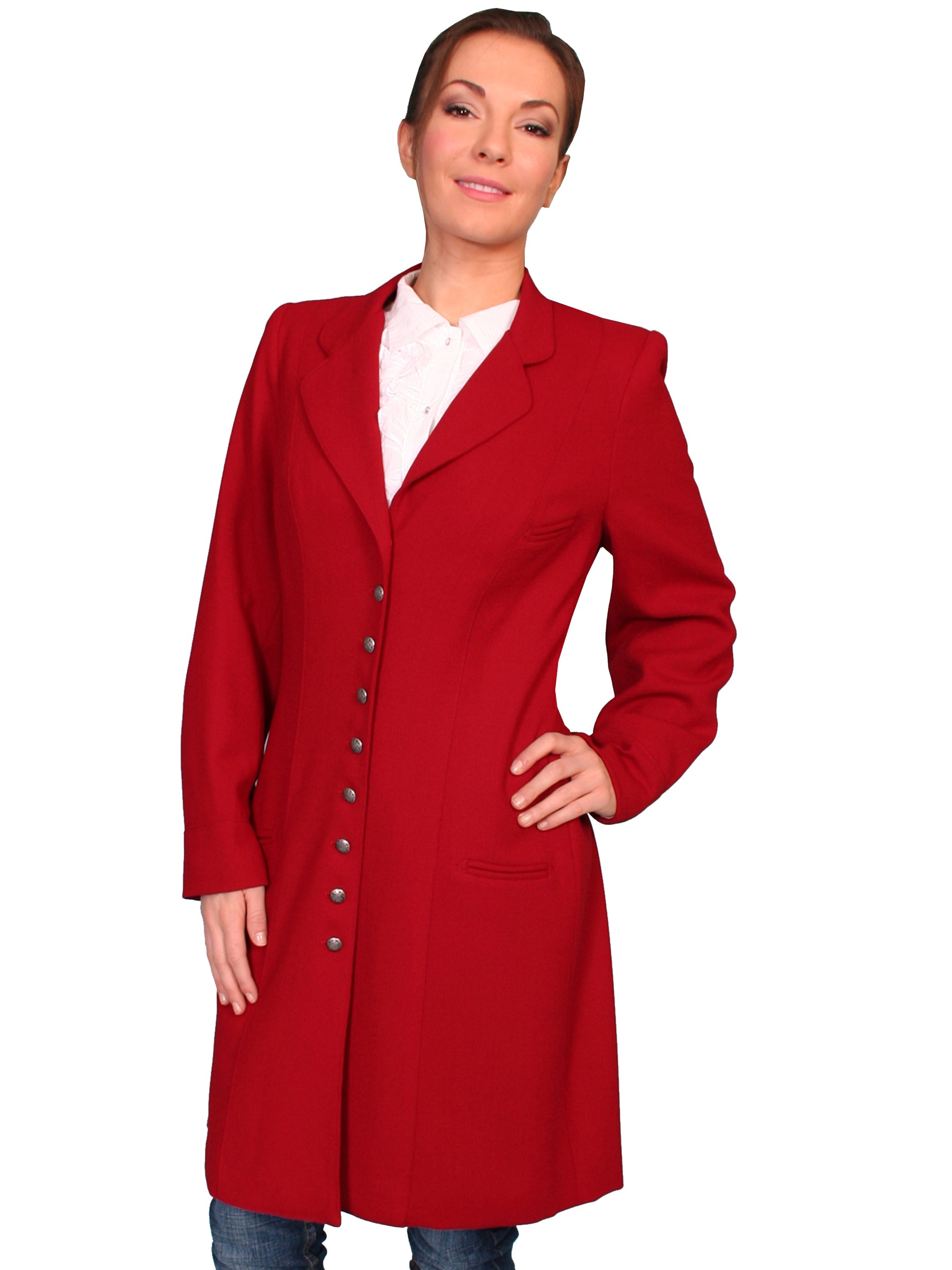 Scully Women's Wahmaker Crepe Wool Frock Coat in Dark Red