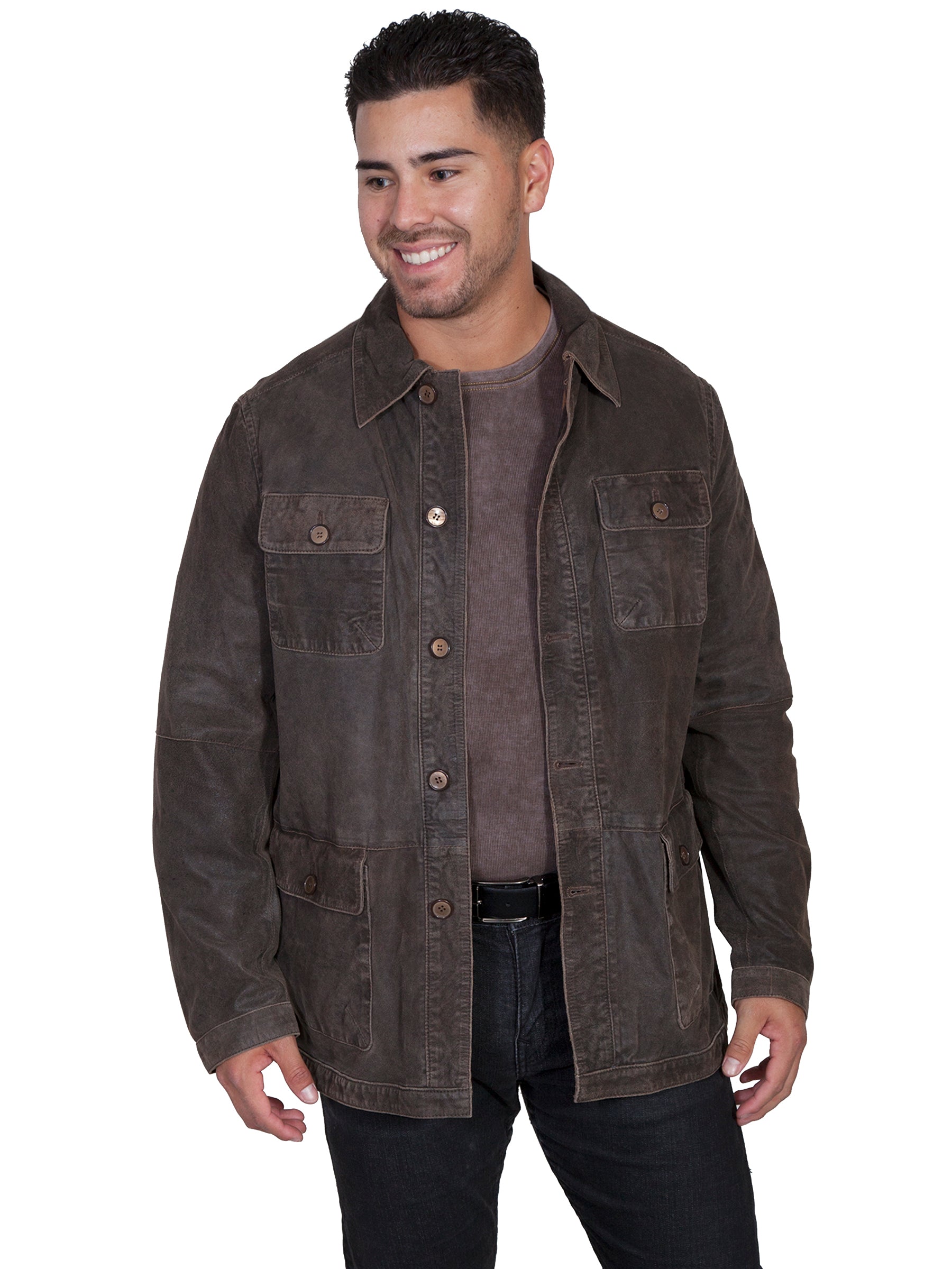 Scully Western Men's Featherlite Button Front Unlined Jacket in Grey