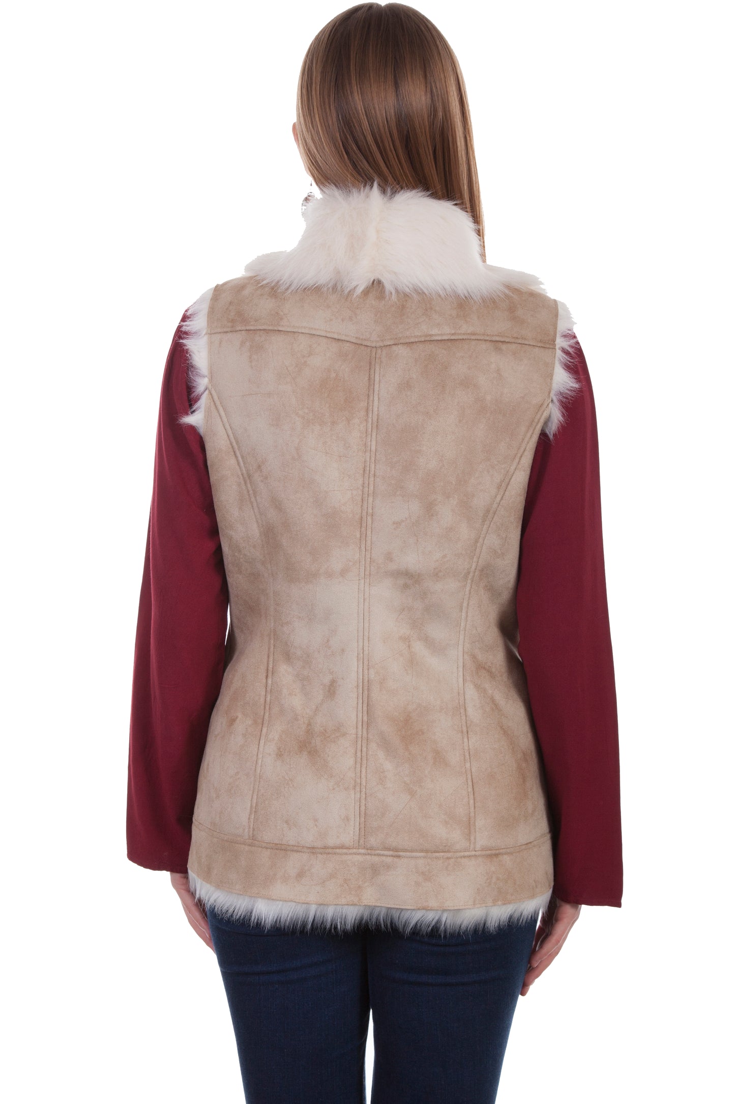 Scully Honey Creek Women's Faux Fur Khaki Vest in Beige