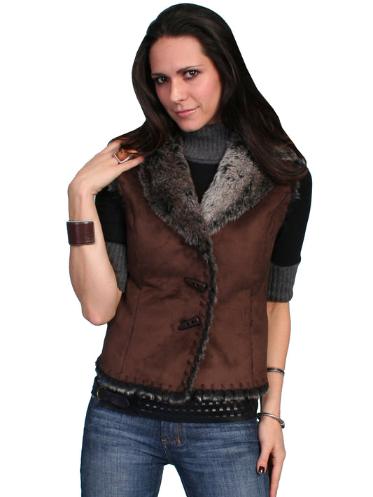Scully Women's Faux Shearling Vest in Brown
