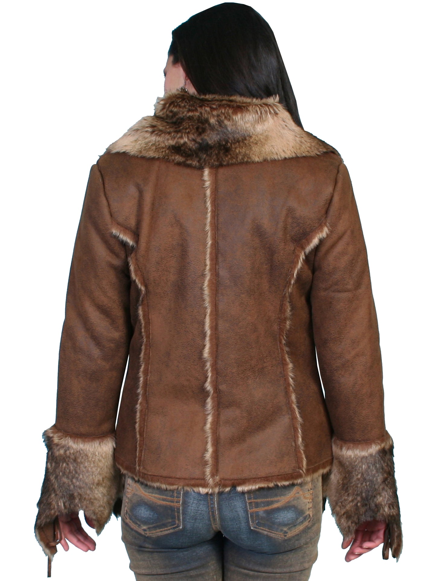 Scully Women's Faux Fur and Suede Dark Brown Jacket in Java