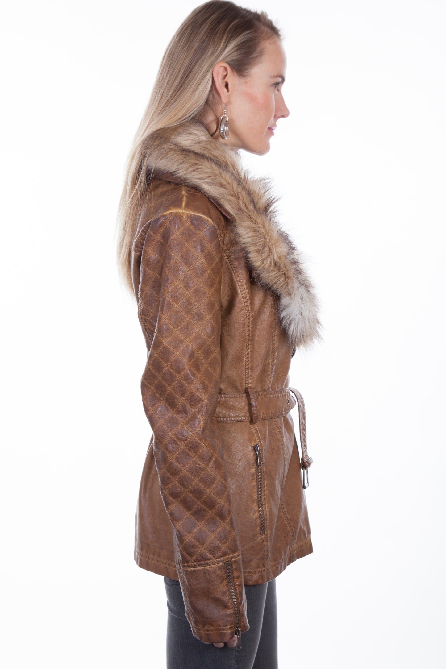 Scully Honey Creek Women's Faux Fur Trim Jacket in Brown