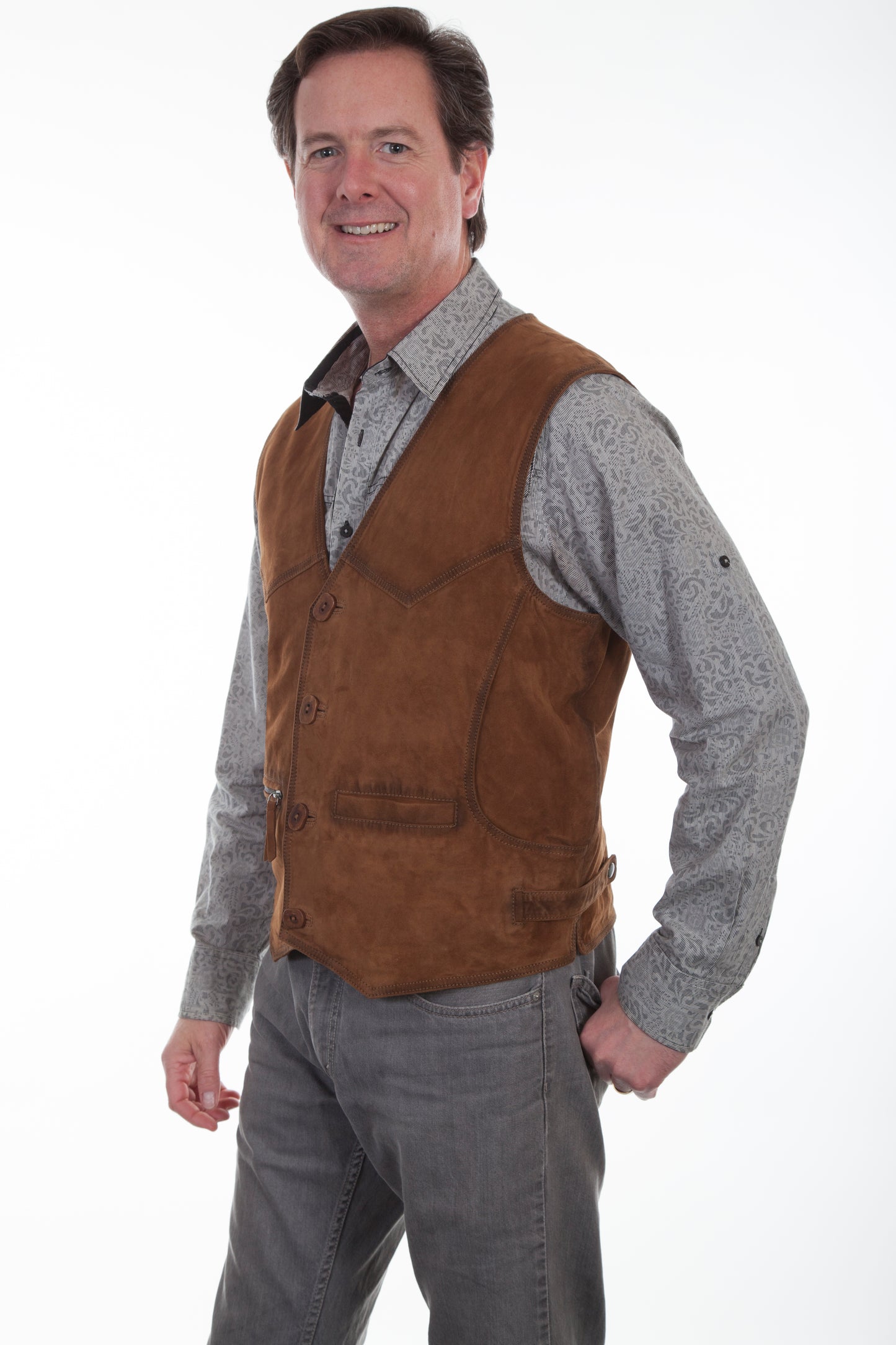 Scully Men's Suede Leather Vest in Brown