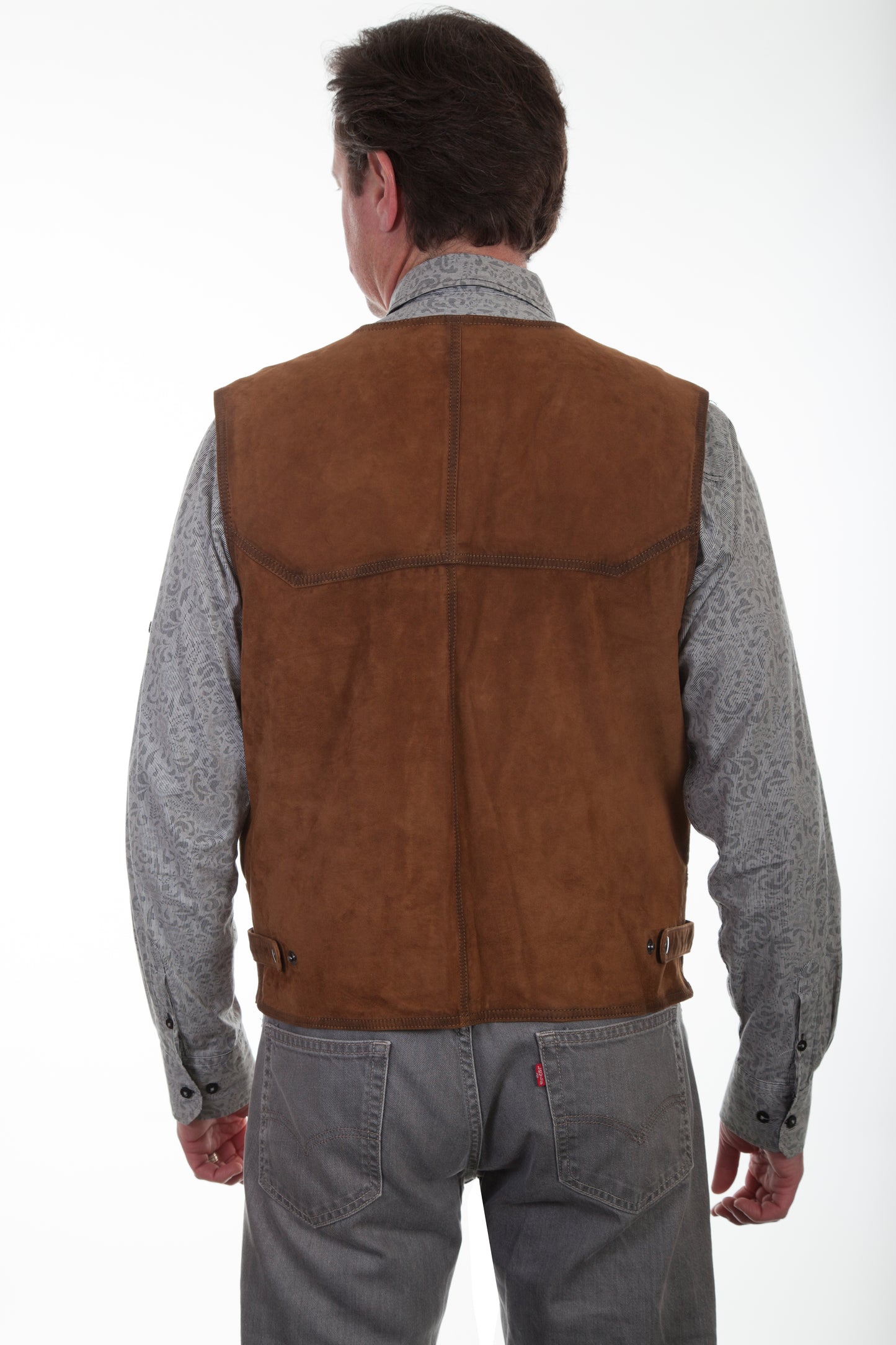 Scully Men's Suede Leather Vest in Brown