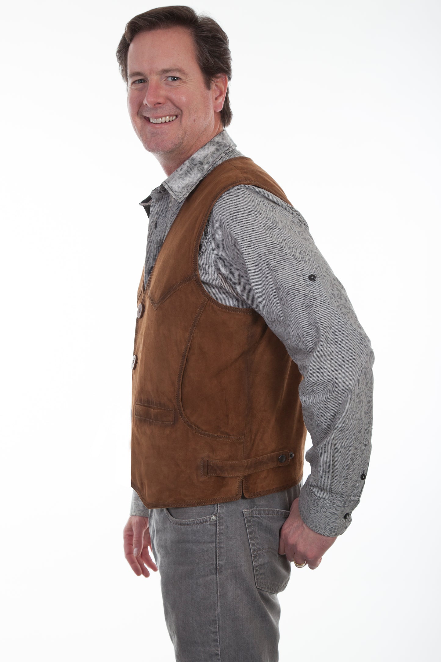 Scully Men's Suede Leather Vest in Brown