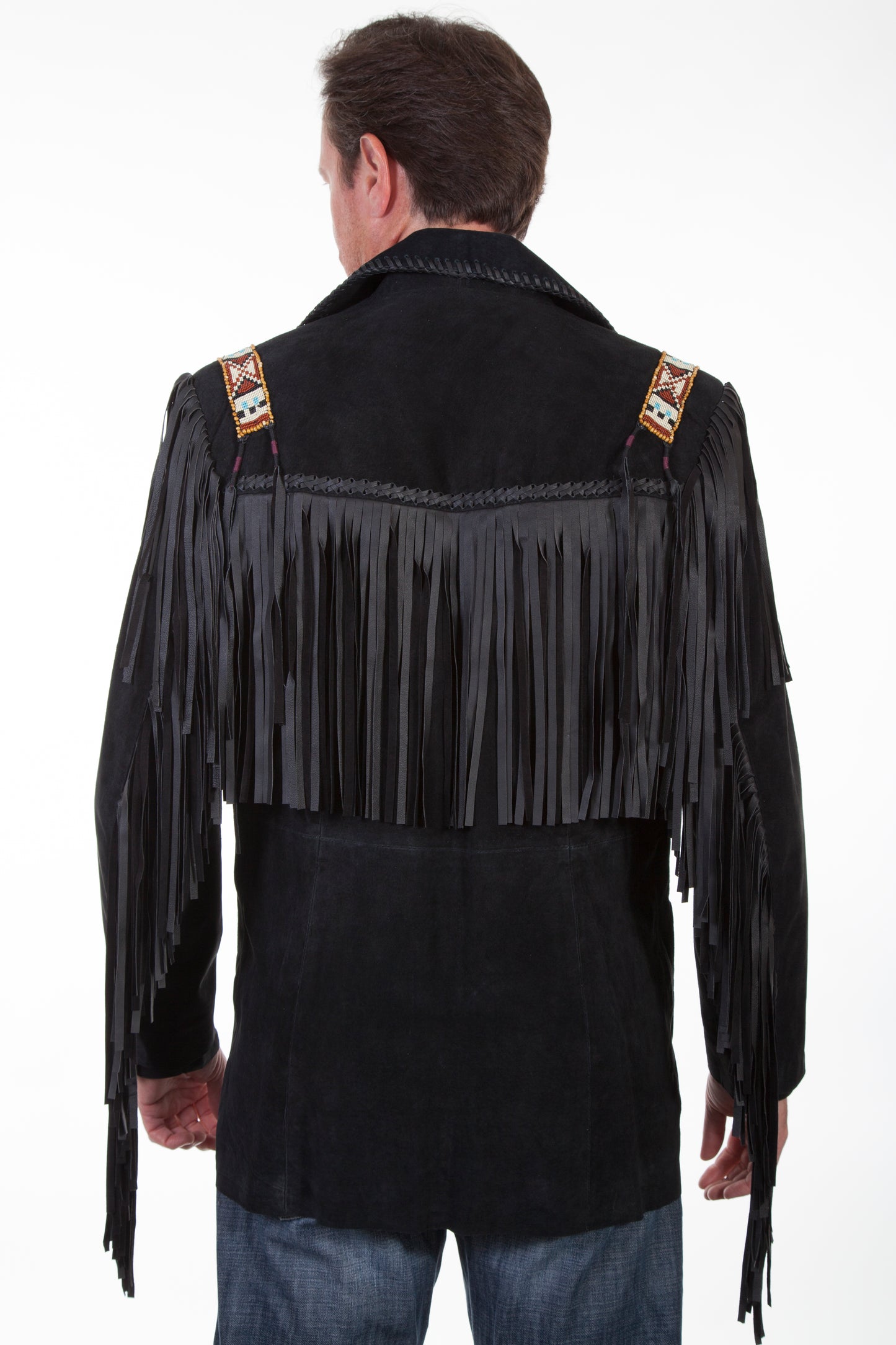 Scully Men's Boar Suede Fringe Blk Reg Jacket in Black
