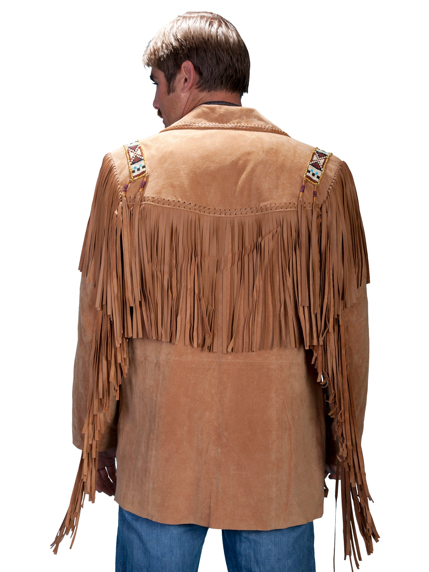 Scully Men's Fringe Boar Suede Jacket in Bourbon
