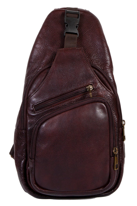 Scully Vintage Goat Washed Leather Sling Tablet Shoulder Brown Bag in Chocolate