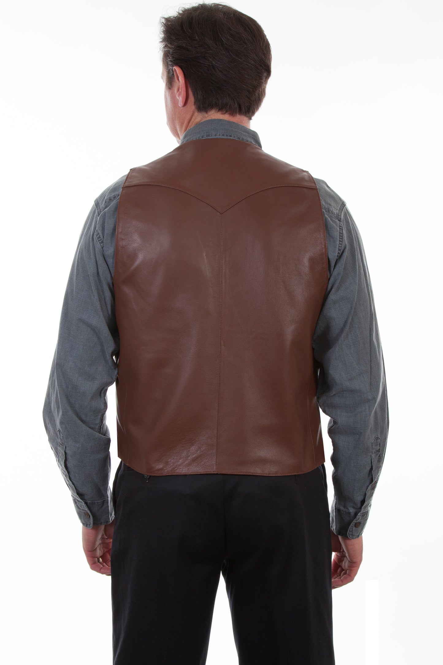 Scully Men's Caiman Inset Vest in Tobacco