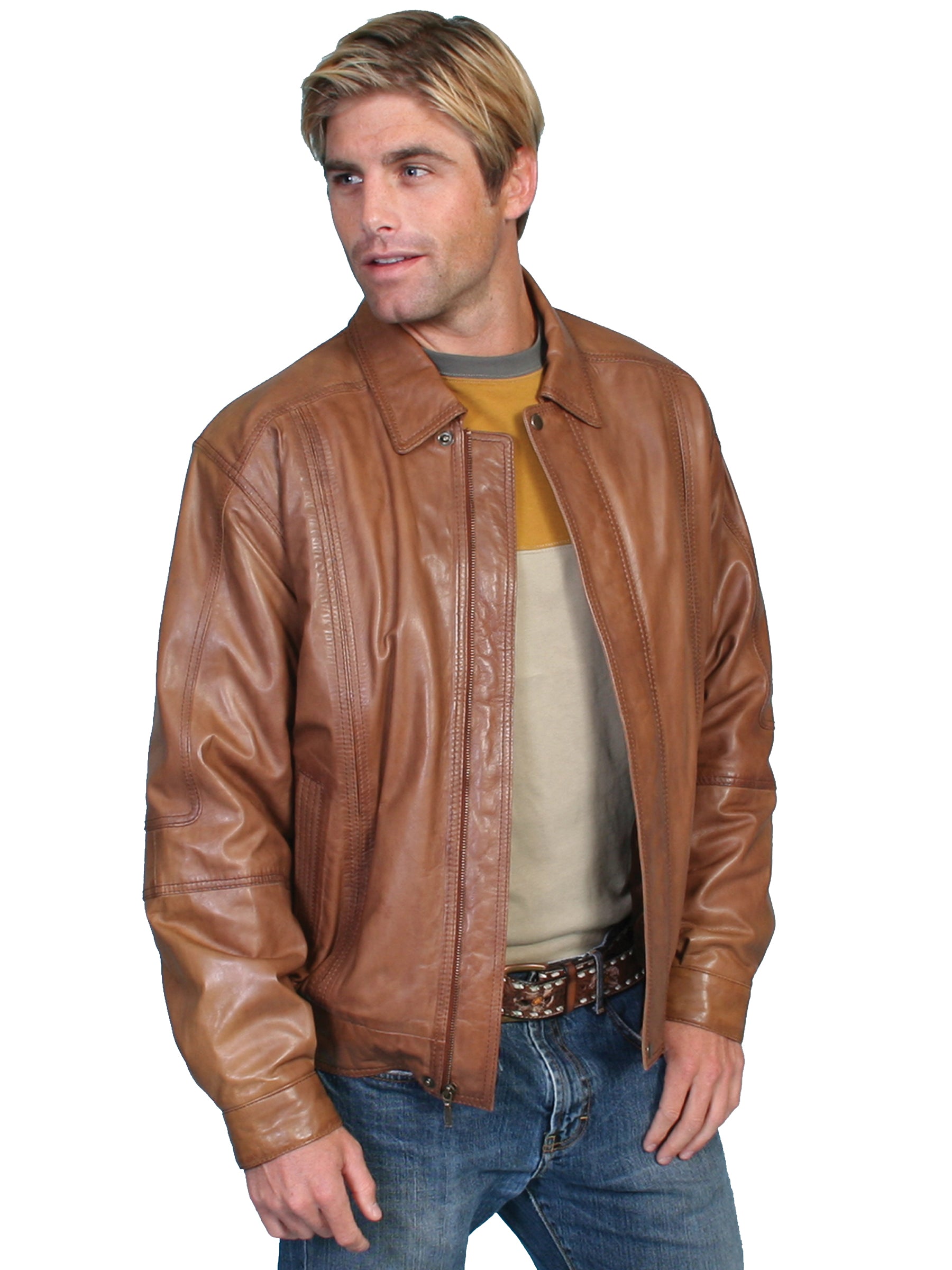 Scully Men's Premium Soft Lambskin Jacket in Cognac
