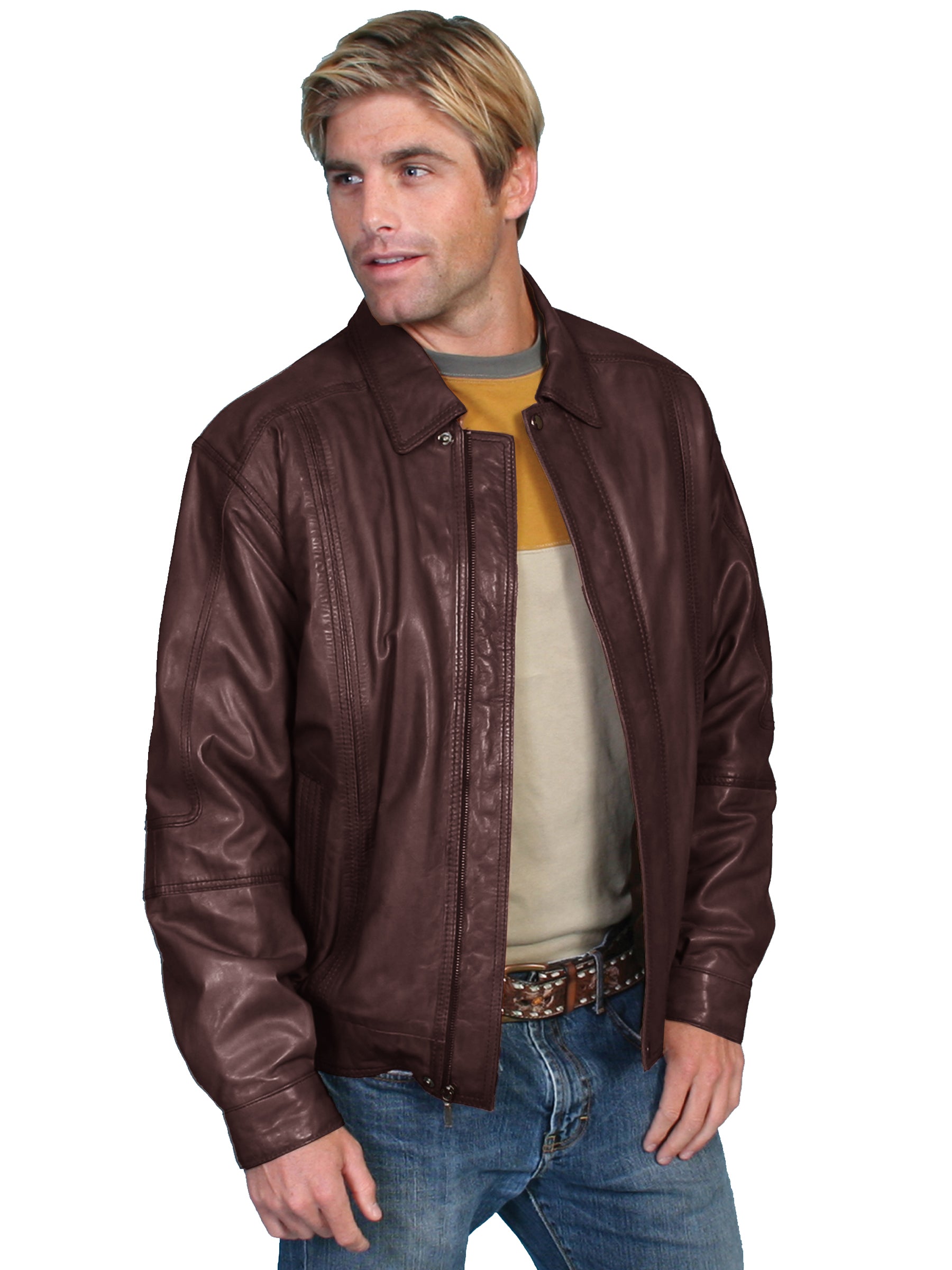 Scully Men's Premium Soft Lambskin Jacket in Chocolate