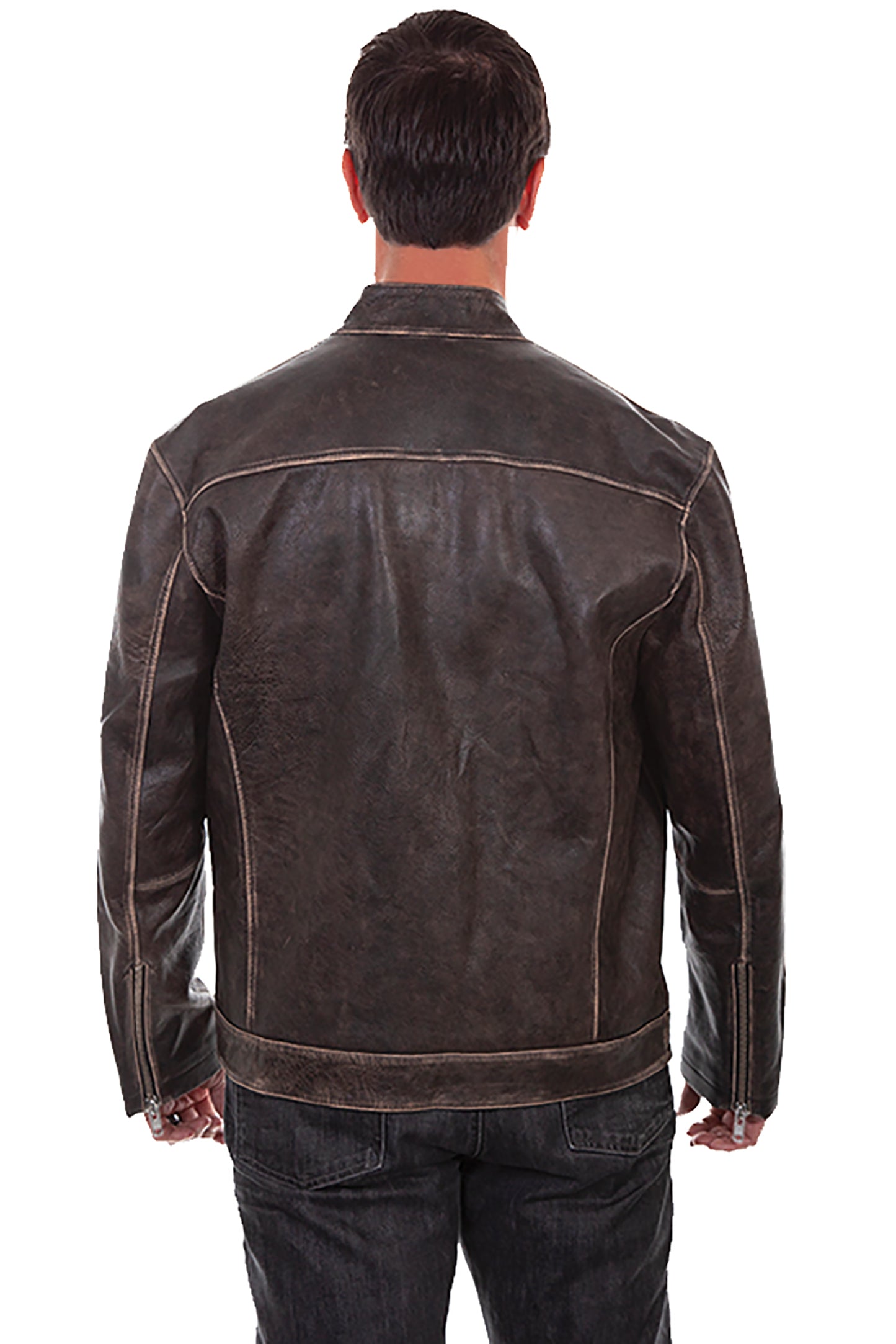 Scully Men's Sanded Calf Racing Grey Jacket in Charcoal