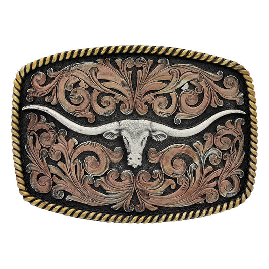 Montana Silversmiths Tri-Color Texas Longhorn Attitude Buckle