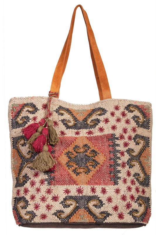 Scully Women's Multicolored Woven Suede Trim Handbag