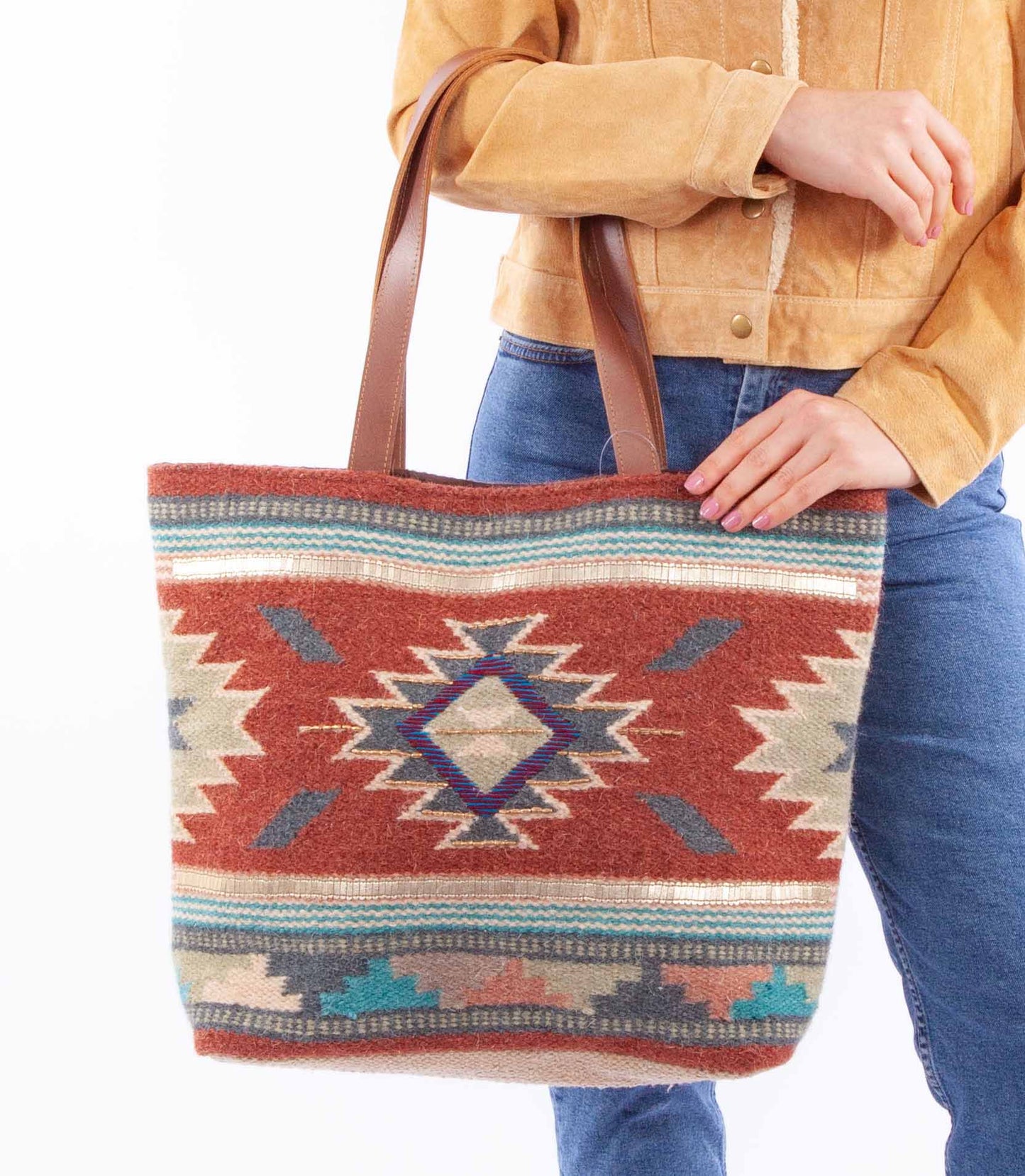 Scully Women's Large Southwestern Woven Tote Bag