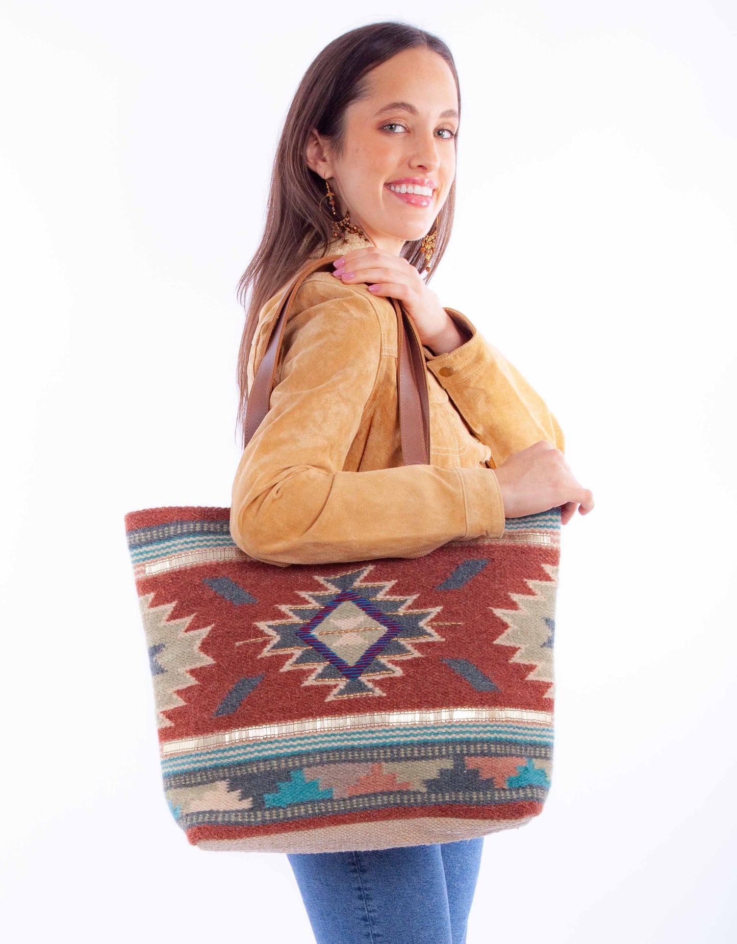 Scully Women's Large Southwestern Woven Tote Bag