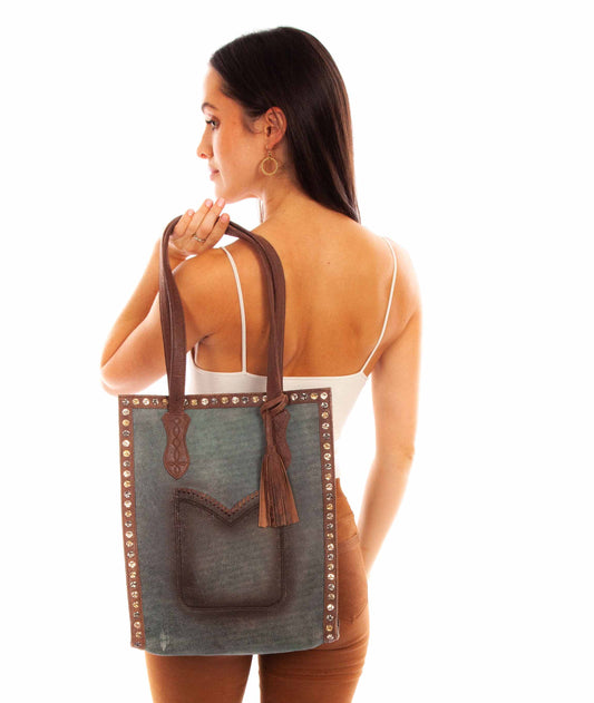 Scully Women's Studded Tote in Turquoise