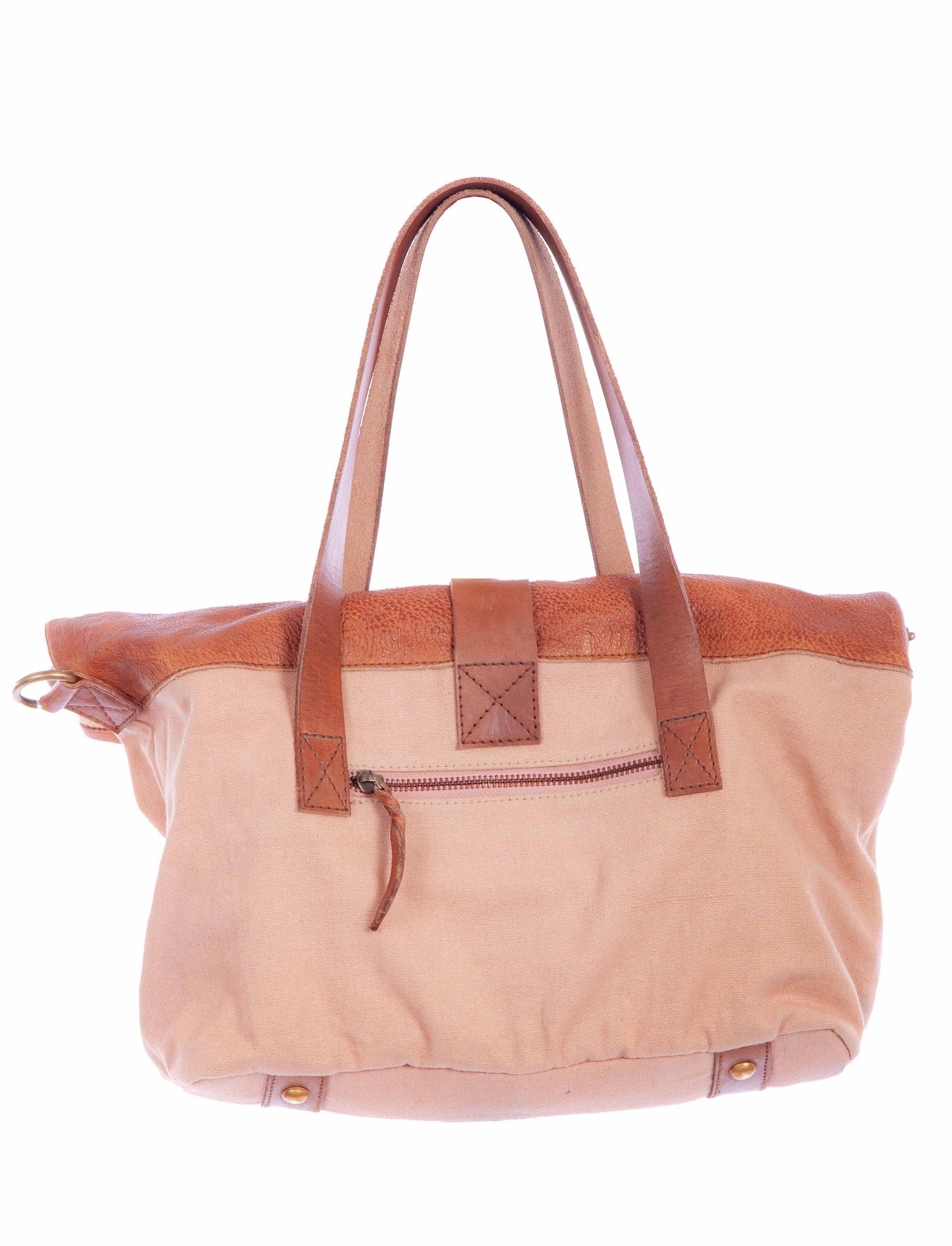 Scully Women's Canvas Leather Hand Bag in Tan
