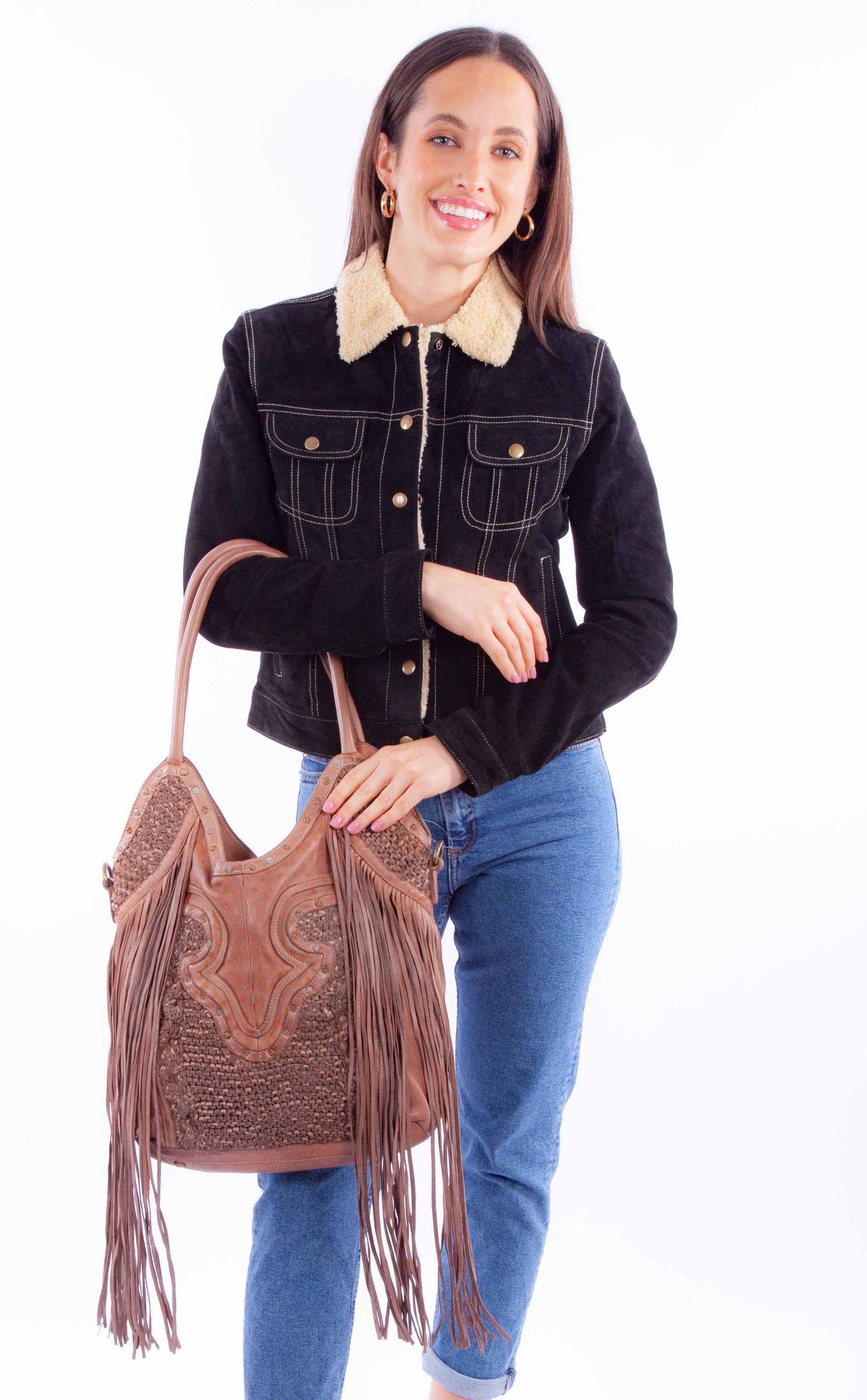 Scully Women's Fringe Handbag in Brown