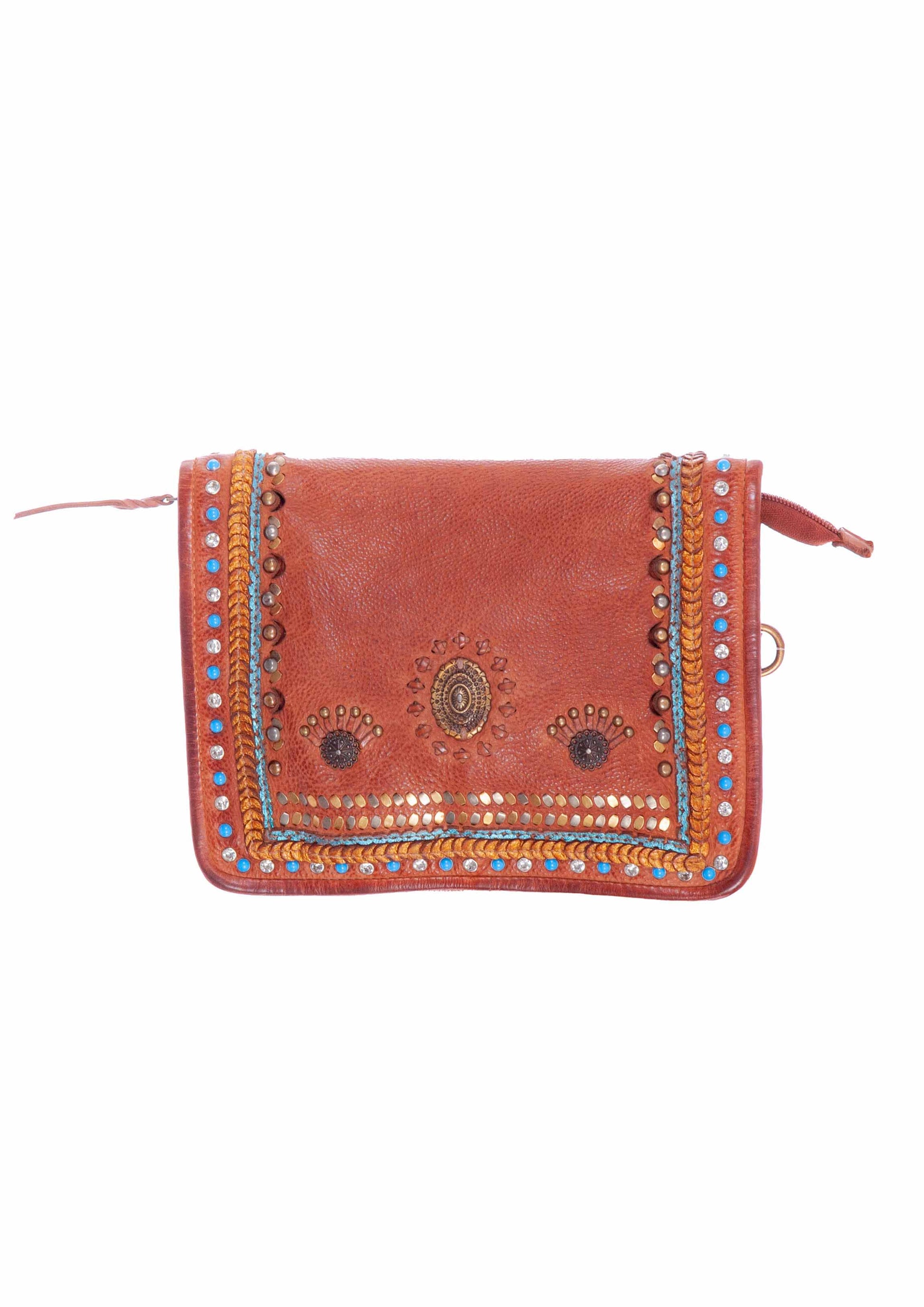 Scully Women's Braided and Studded Crossbody Bag in Cognac