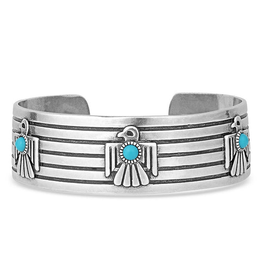 Montana Silversmiths Western Lifestyle Turquoise Cuff Bracelet - Rising Above Thunderbird Turquoise
