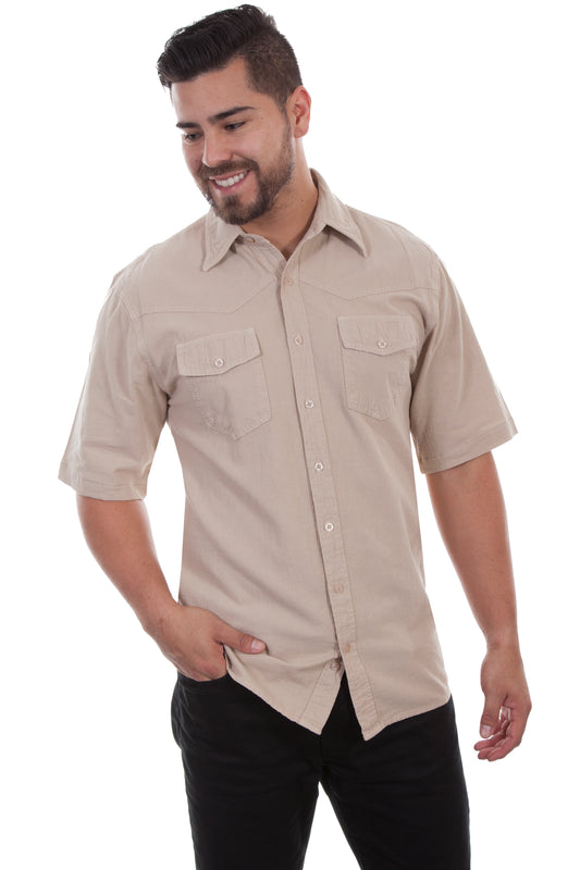 Scully Cantina Men's Short Sleeve Shirt in Sand