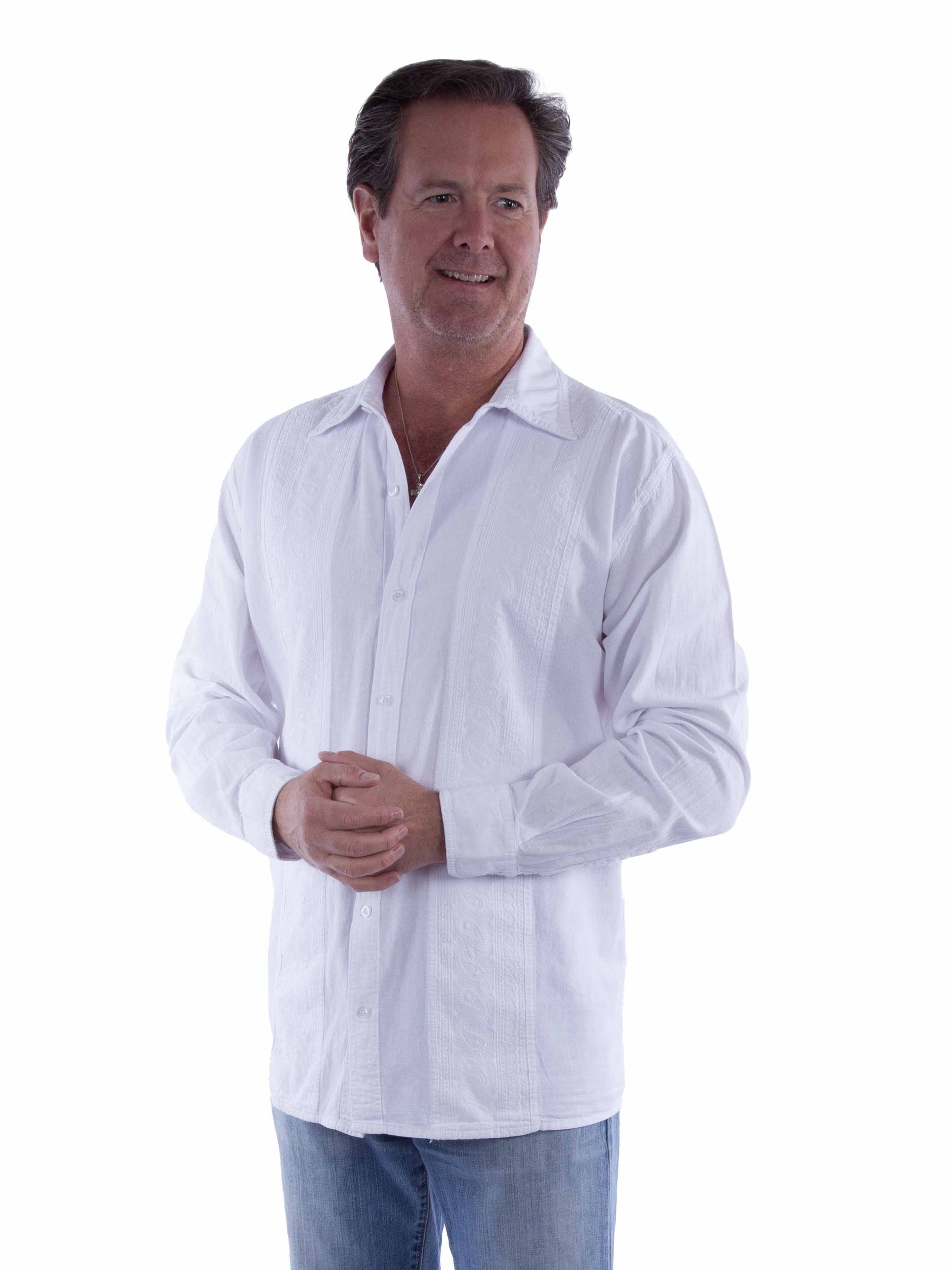 Scully Cantina Men's Embroidered Shirt in White