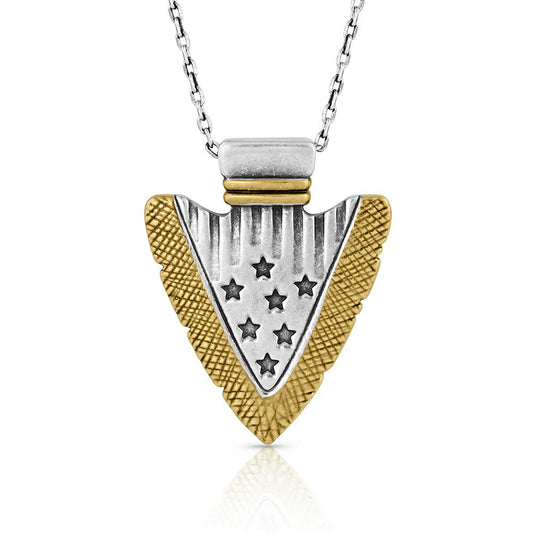 Montana Silversmiths Men's Star Spangled Arrowhead Necklace Silver One Size