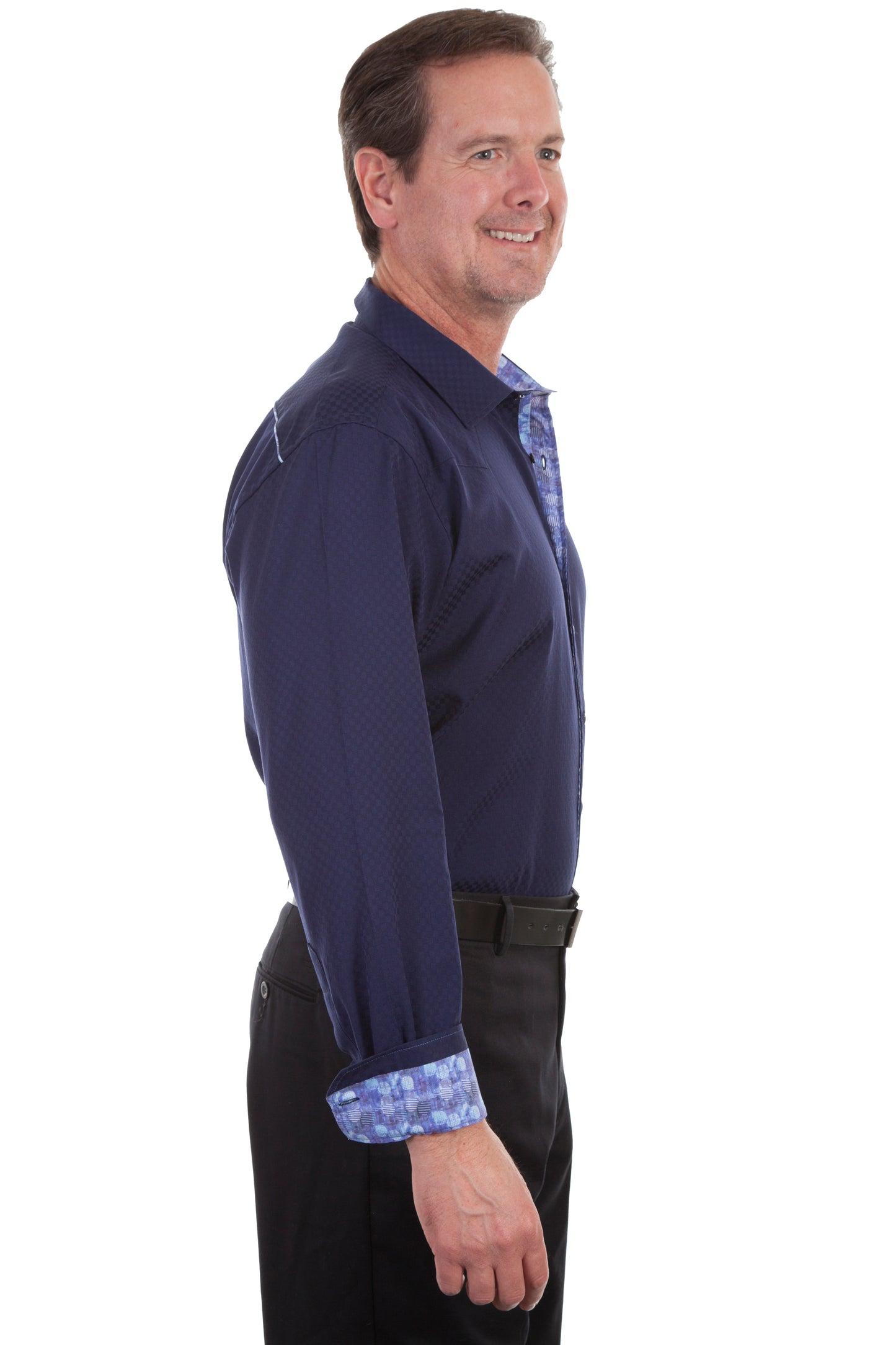 Scully Western Men's Top Shelf Tonal Check Shirt in Ink