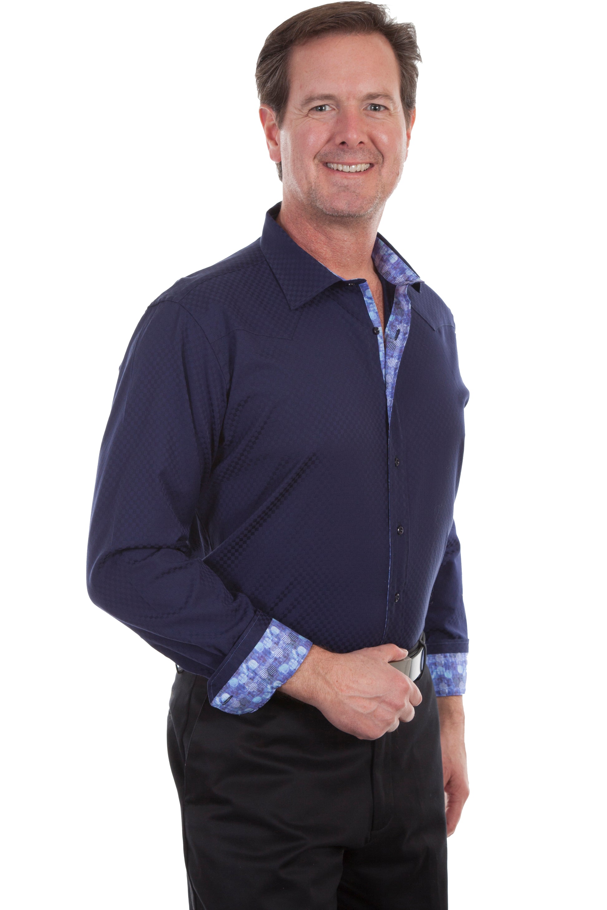 Scully Western Men's Top Shelf Tonal Check Shirt in Ink