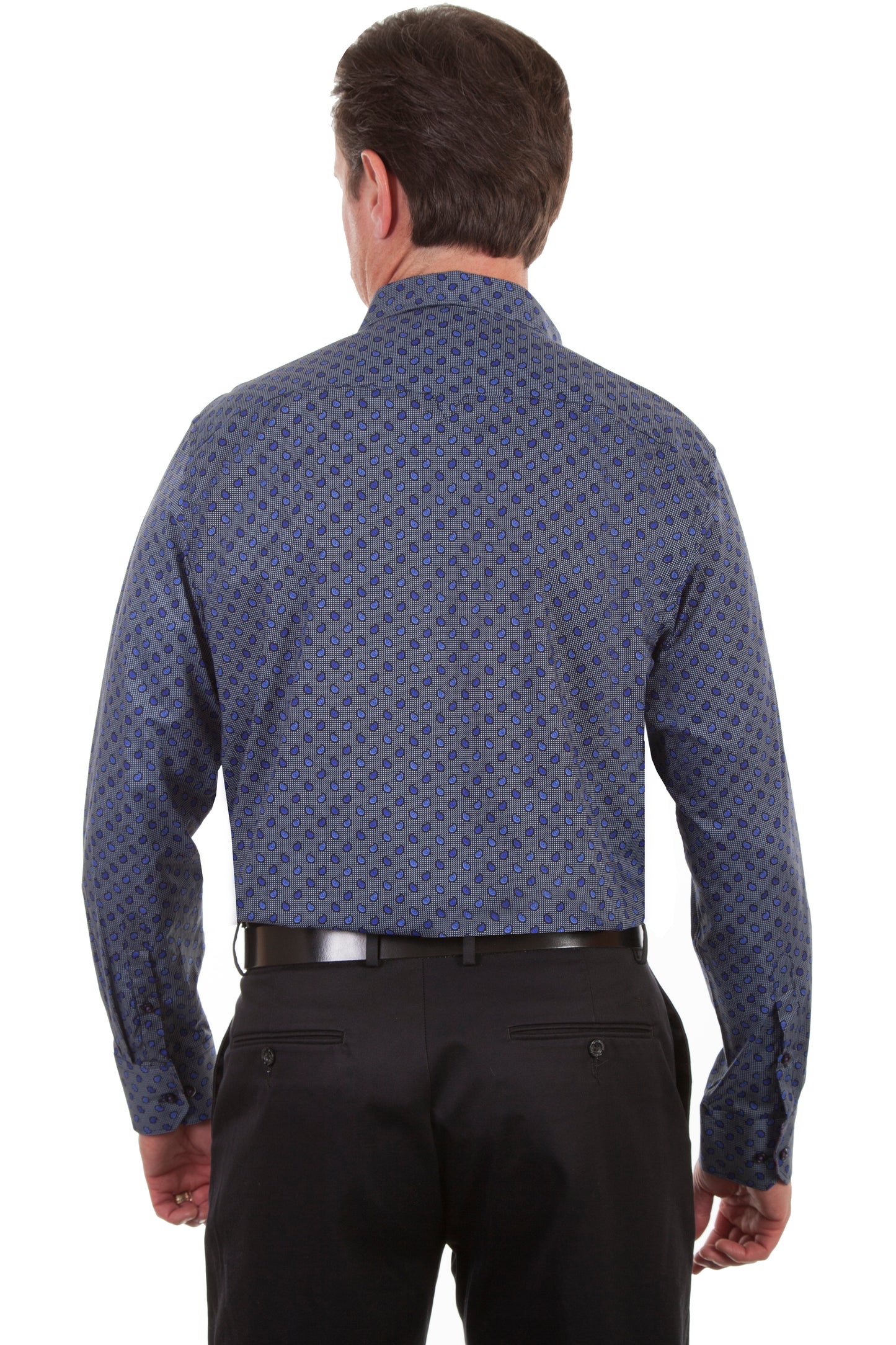Scully Western Men's Top Shelf Button Paisley Shirt in Blue