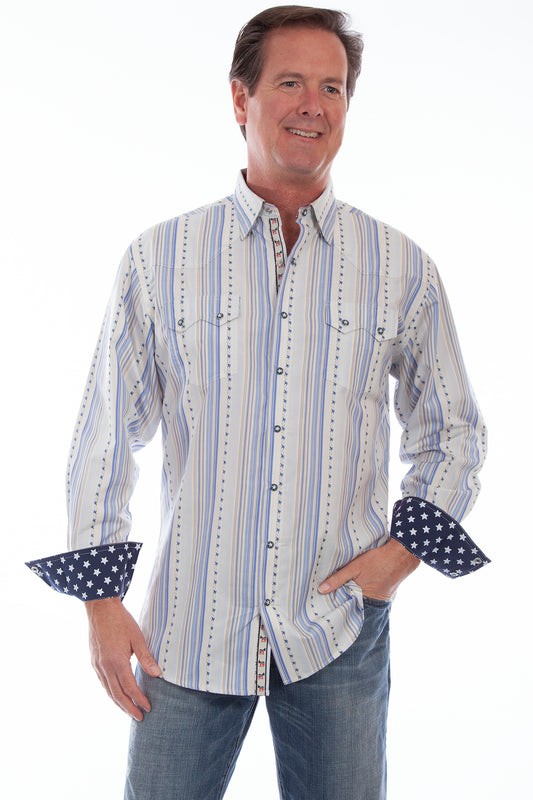 Scully Men's Patriotic Signature Election Shirt in Blue