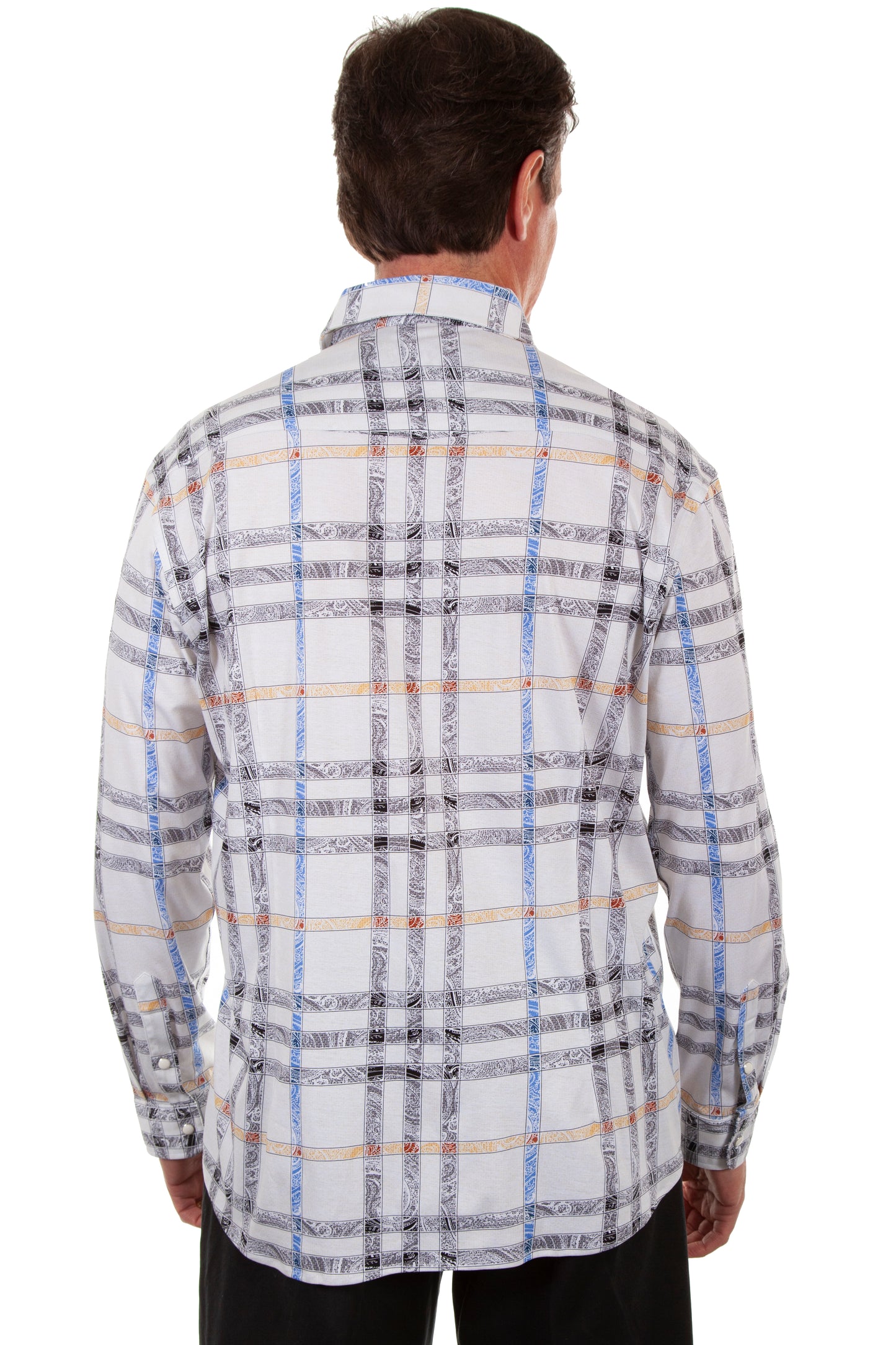 Scully Western Men's Signature Soft Geo Series Shirt in Black Paisley Plaid