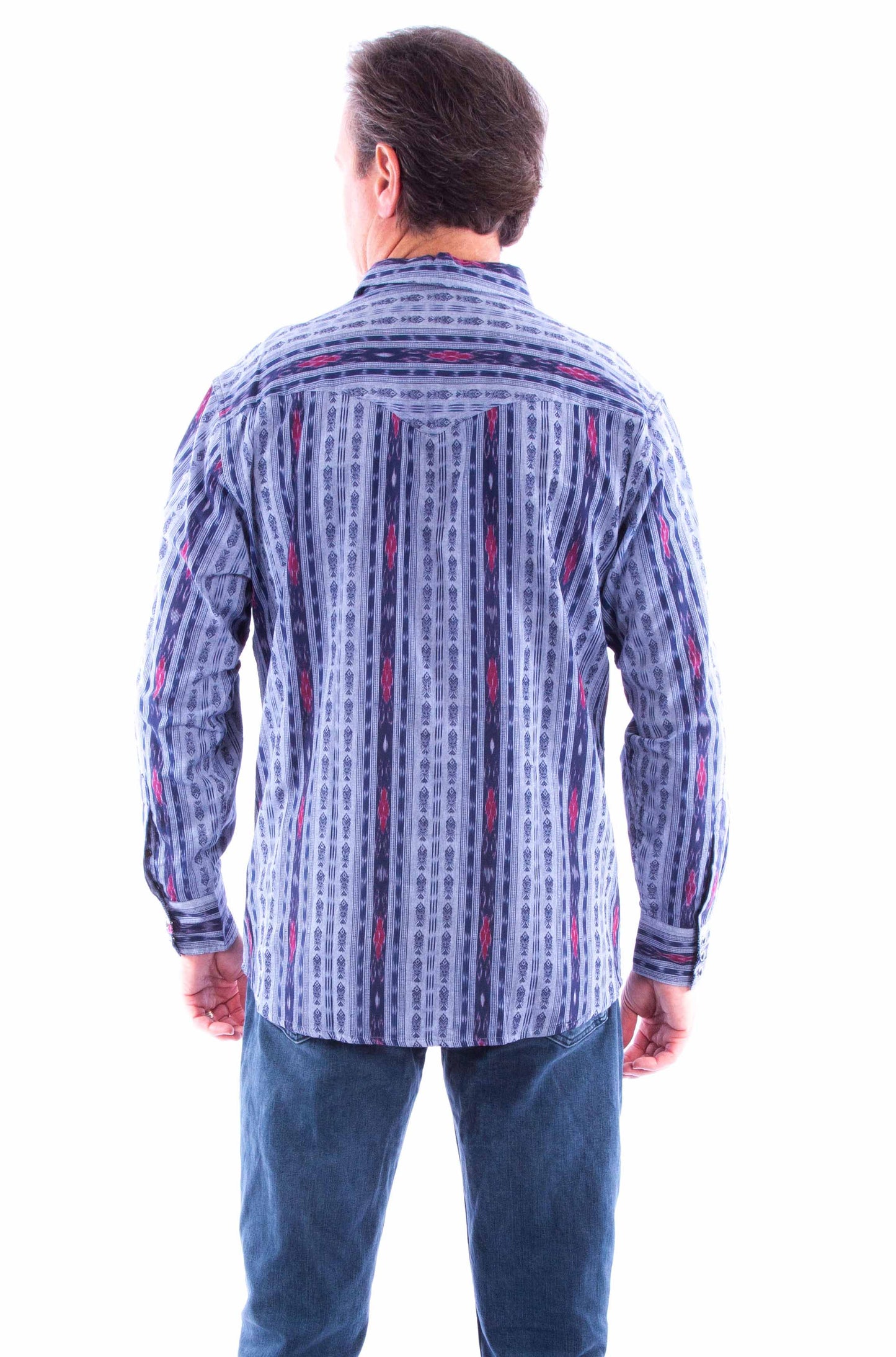 Scully Men's Signature Southwest Stripe Cotton Shirt in Blue
