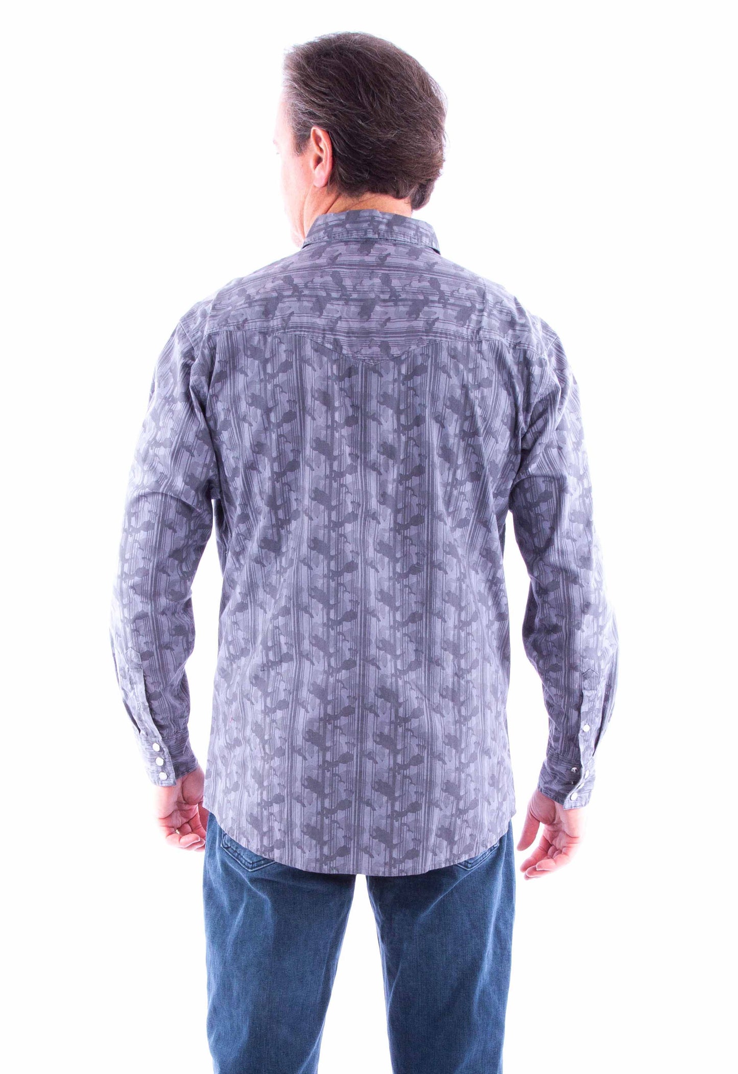 Scully Men Signature Camo Print Shirt in Grey