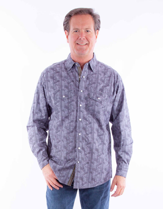Scully Men Signature Camo Print Shirt in Grey
