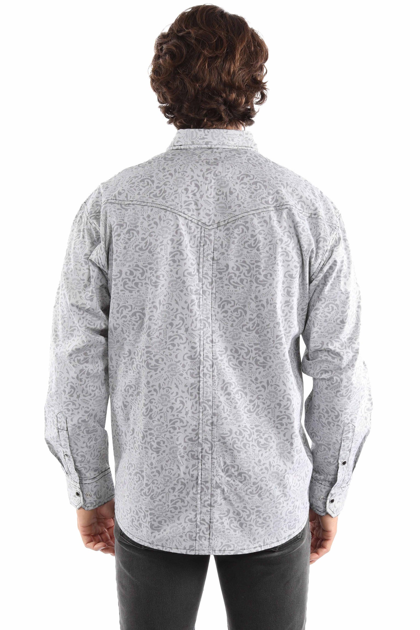 Scully Men's Signature Stripe Print Shirt in Grey