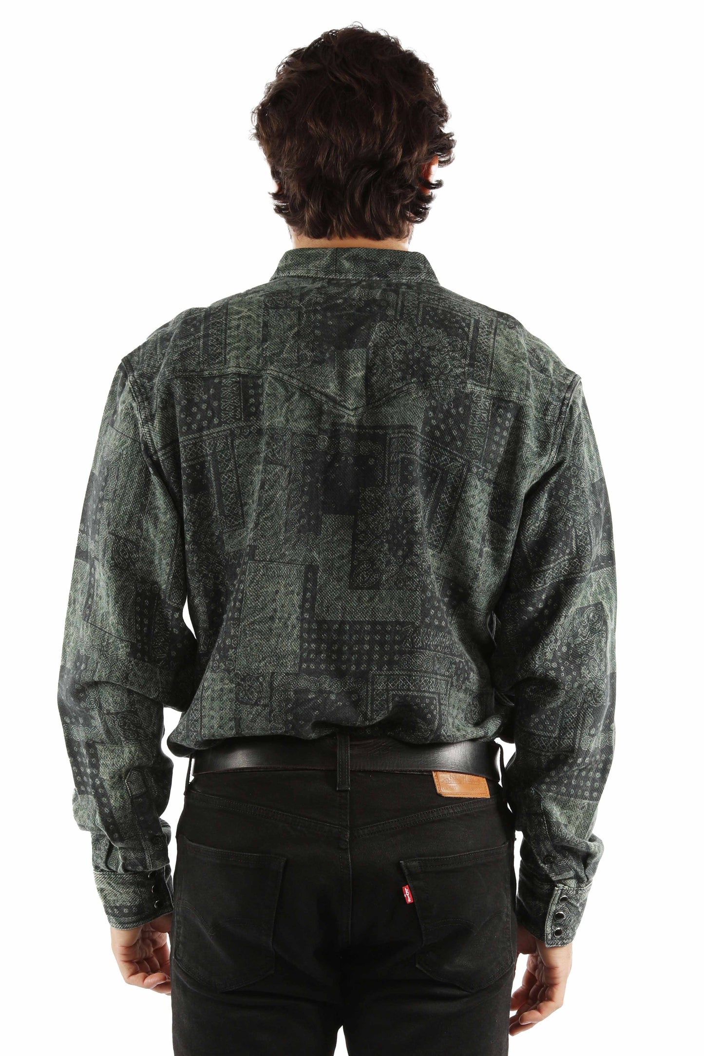 Scully Men's Signature Crack Wash Shirt in Forest