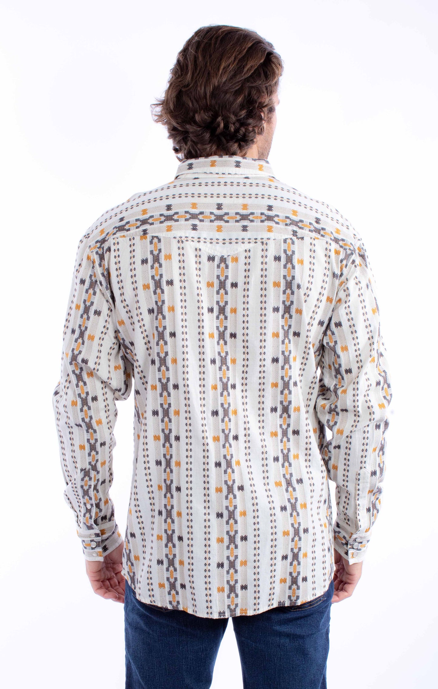 Scully Men's Dobby Stripe Signature Shirt in Natural